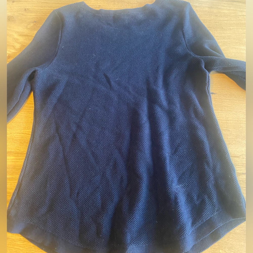Talbots Dark Blue Textured Knit Top Women’s Large Petite Preloved - Picture 8 of 8